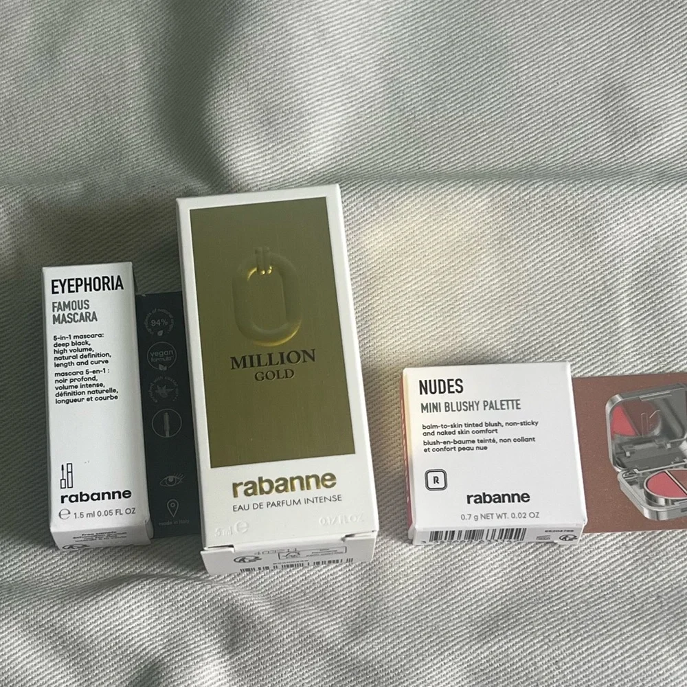 Rabanne Tote Bag with Perfume Sample, Mascara $ Blush Sample